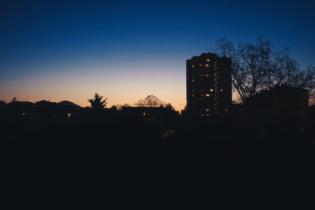 Sunset in a small town,の写真素材