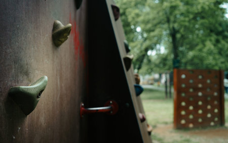 Detail of a panel for toddlers to practice climbing.