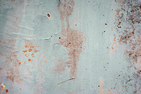 Texture of old concrete wall with aged peeling paint.