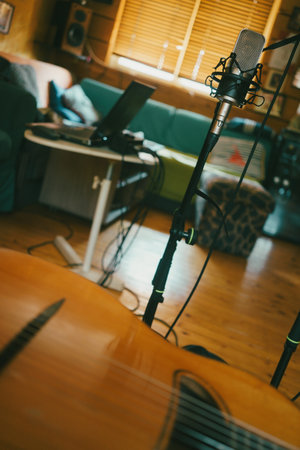 Home music recording, instrument and music equipment details.の写真素材