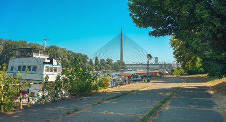 Lifestyle on the Sava River in Belgrade, Serbia, summer period.の写真素材