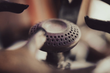 Gas bottle burner, macro view.