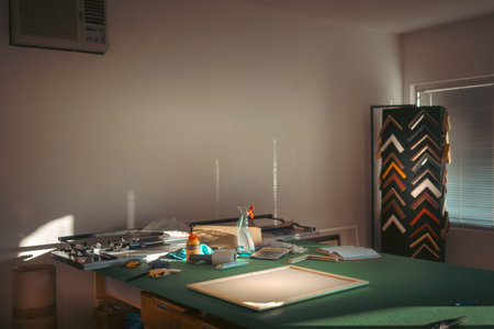 Interior of a craft shop for picture framing.