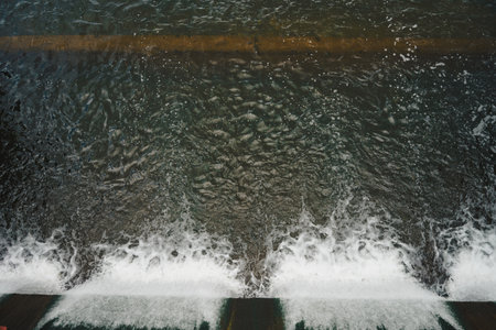 View from the dam to the river course, abstract composition.の写真素材