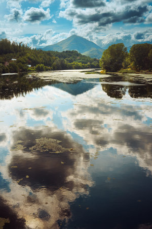 Mountain Ovcar and river Zapadna Morava in summer by day, Serbia, Balkans.