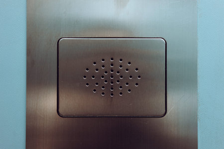 Details of the interior of the elevator, modernly equipped.