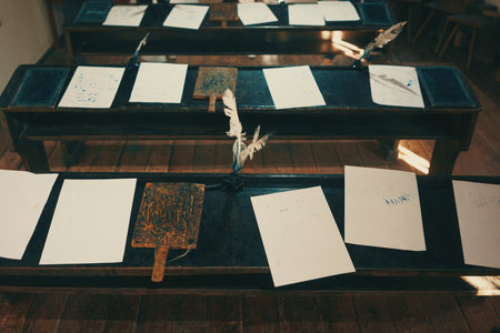 Valjevo, Serbia - October 28, 2025: The classroom of the old school where the famous poet Desanka Maksimovic studied.の写真素材