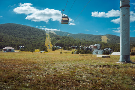 Roads on Zlatibor mountain in Serbia during early autumn on a sunny day.の写真素材