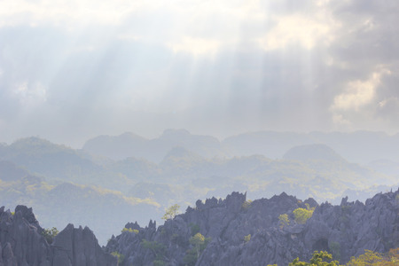 The hills in the fog.の写真素材