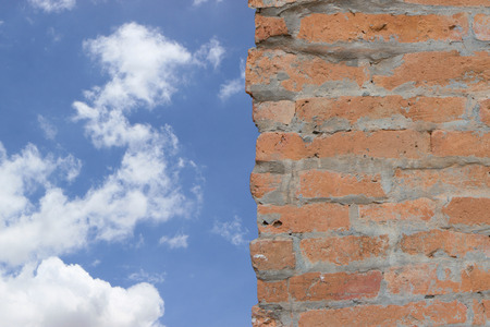 Sky and Stone wall backgroundの写真素材
