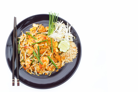 Stir-fried rice noodles Pad Thai is the popular food in Thailand.の写真素材