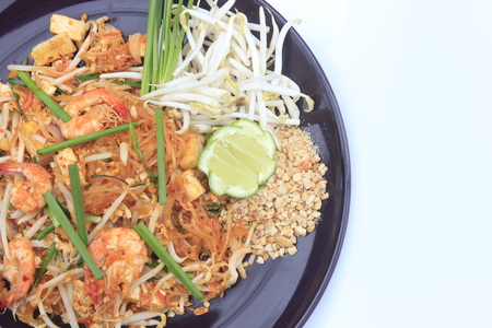 Stir-fried rice noodles Pad Thai is the popular food in Thailand.の写真素材