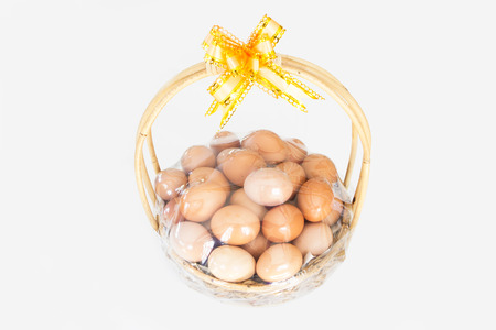 Gift eggs on white background.の写真素材