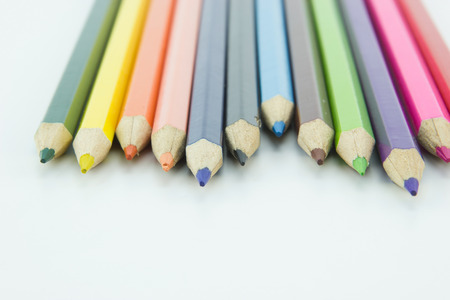 Idea from multicolored pencils isolated on white background.の写真素材