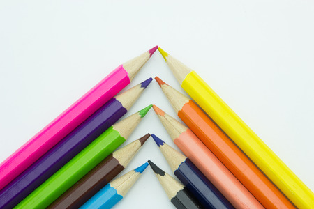 Multicolored pencils isolated on white background.の写真素材