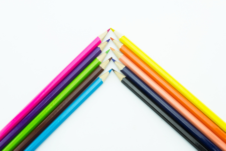 Multicolored pencils isolated on white background.の写真素材