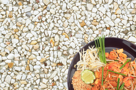 Thai food Pad thai , Thai style noodles with space.の写真素材