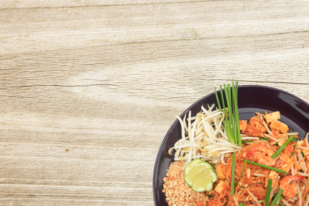 Thai food Pad thai , Thai style noodles with space.の写真素材