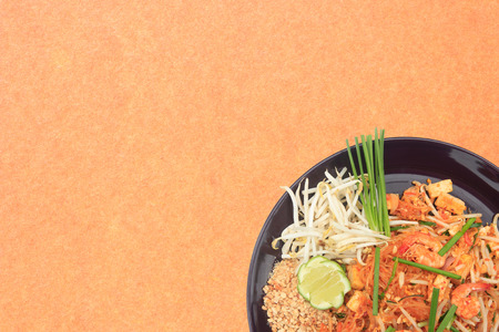 Thai food Pad thai , Thai style noodles with space.の写真素材