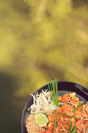 Thai food Pad thai , Thai style noodles with space.の写真素材