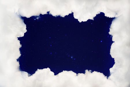 Frame  clouds  in the night with  star.の写真素材