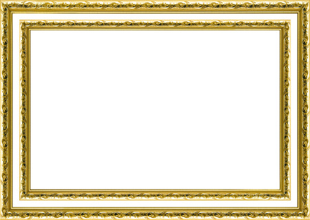 Classic vintage  gilded frame isolated on white background.の写真素材