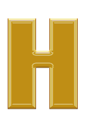 Golden alphabetic fonts.H.の写真素材