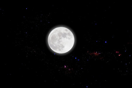 Full moon with stars  on darkness sky.