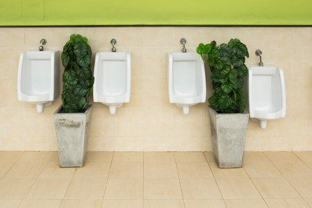 Urinals in  gas station.の写真素材