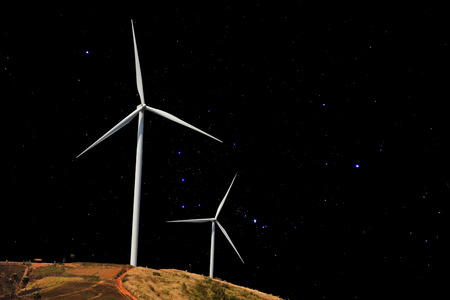 wind power or wind energy at night.の写真素材