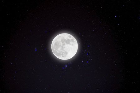 Romantic night with full moonの写真素材