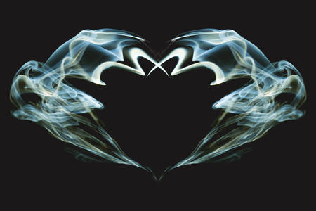 Abstract of love. Heart from smoke.Black and white.の写真素材