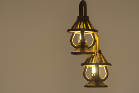 Pendant light with modern light bulb.Chandelier in ambient light.の写真素材