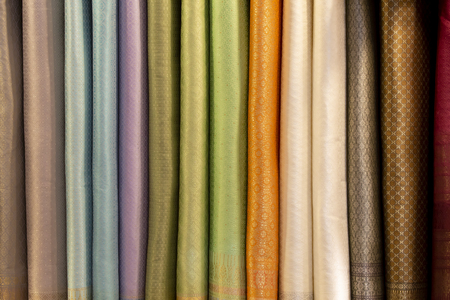 Silk cloth selling in the market.Handcraft concept.の写真素材