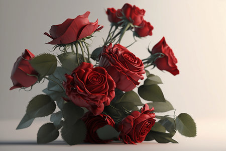 bouquet of red roses on white backgroundの素材