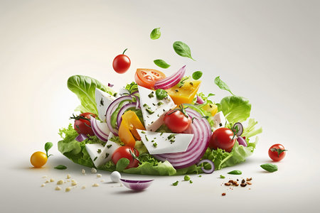 mix of colorful vegetables on white backgroundの素材