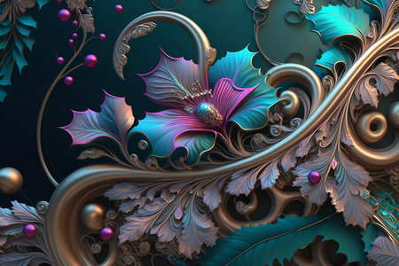 colorful metal flowers pattern close upの素材