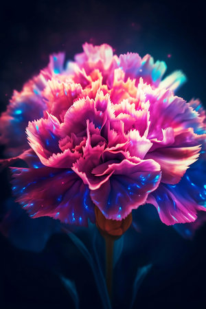 colorful carnation on black background close upの素材
