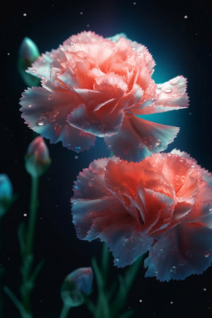 colorful carnations on black backgroundの素材