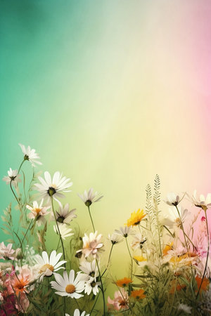 beautiful wildflowers on pastel background close upの素材