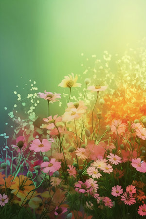 beautiful wildflowers on pastel background close upの素材
