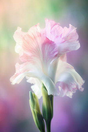 fragile lily on pastel background close upの素材