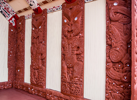 This image shows a Maori carving - Rotorua, New Zealandの写真素材