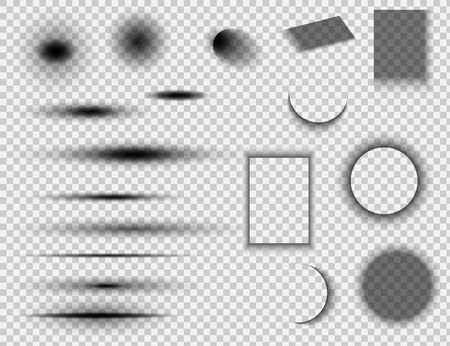 Set of round and square shadow effects. Vector shadows isolated.Vector illustration.のイラスト素材
