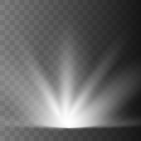 Sun rays, beams on transparent background. Glow rays of light. Vector illustration.のイラスト素材