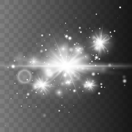 Lens flare effect isolated. Glowing light star. Vector illustration - Vectorのイラスト素材