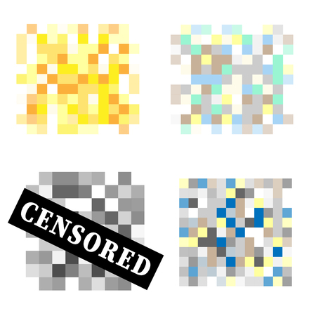 Set of Pixel censored signs. Black censor bar concept. Vector illustrationのイラスト素材