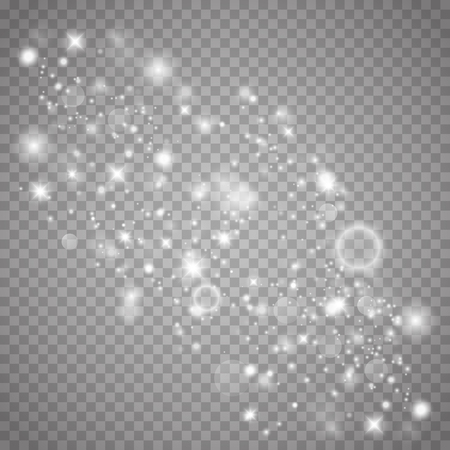Glow light effect. Sparkle dust. Christmas flash. Vector illustration.のイラスト素材