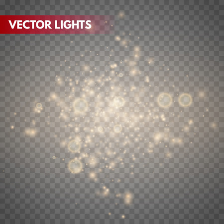 Glow light effect. Gold sparkle dust. Vector illustration. Christmas flash Concept.のイラスト素材