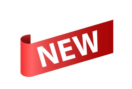 New Offer Sale Tag. Red ribbon Banner isolated on white background. Vector label or badgeのイラスト素材